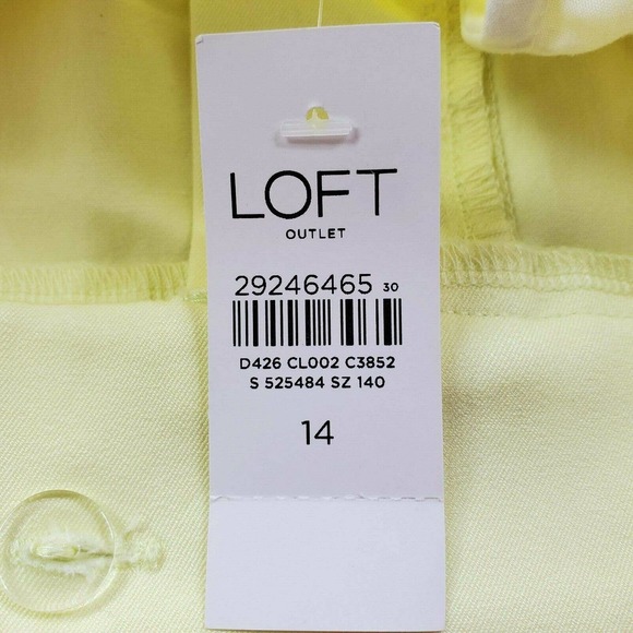 Ann Taylor Loft Womens Dress Pants Trousers SZ 14 Solid Yellow Wide Leg Crop NWT - Picture 7 of 11